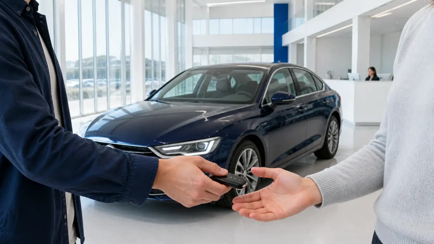 Remise des clés d’une voiture entre particuliers dans un lieu partenaire